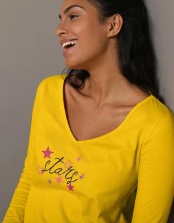 Blancheporte Tee-shirt De Pyjama Manches Longues Imprimé Estrella -Blancheport en ligne 703024 C01 zoom detailRFP