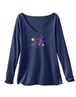 Blancheporte Tee-shirt De Pyjama Manches Longues Imprimé Estrella -Blancheport en ligne 703024 C03 zoomx vue4