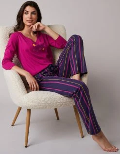 Blancheporte Pantalon De Pyjama Imprimé Rayé Estrella - Coton -Blancheport en ligne 703029 C01 zoomx vue4