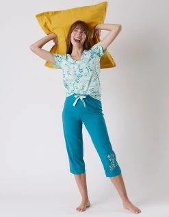 Blancheporte Tee-shirt Pyjama Manches Courtes Imprimé Floral -Blancheport en ligne 703042 C01 zoomx vue3