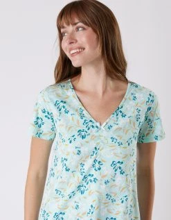 Blancheporte Tee-shirt Pyjama Manches Courtes Imprimé Floral -Blancheport en ligne 703042 C01 zoomx vue4