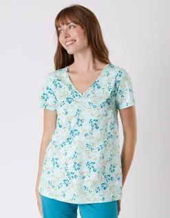 Blancheporte Tee-shirt Pyjama Manches Courtes Imprimé Floral -Blancheport en ligne 703042 C01 zoomx vue5