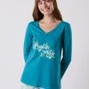 Blancheporte Tee-shirt Pyjama Manches Longues Imprimé Placé "jardin Secret"