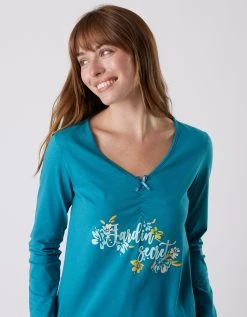 Blancheporte Tee-shirt Pyjama Manches Longues Imprimé Placé "jardin Secret" 3 Blancheporte Tee-shirt Pyjama Manches Longues Imprimé Placé "jardin Secret" -Blancheport en ligne 703072 C00 zoomx vue4