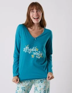 Blancheporte Tee-shirt Pyjama Manches Longues Imprimé Placé "jardin Secret" 4 Blancheporte Tee-shirt Pyjama Manches Longues Imprimé Placé "jardin Secret" -Blancheport en ligne 703072 C00 zoomx vue5