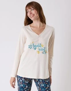 Blancheporte Tee-shirt Pyjama Manches Longues Imprimé Placé "jardin Secret"