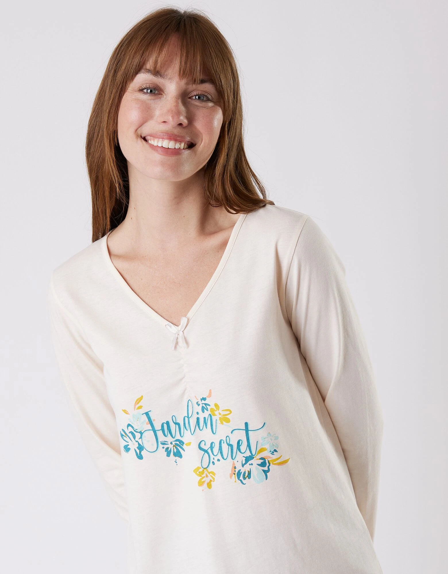 Tee-shirt pyjama manches longues imprimé placé "jardin secret" Blancheporte Tee-shirt Pyjama Manches Longues Imprimé Placé "jardin Secret" -Blancheport en ligne