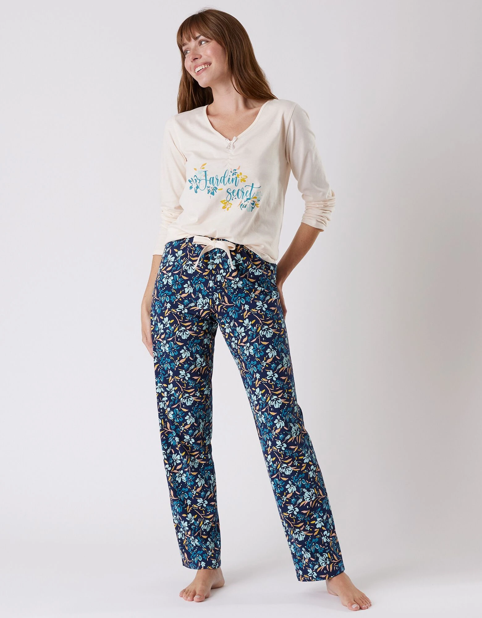 Tee-shirt pyjama manches longues imprimé placé "jardin secret" Blancheporte Tee-shirt Pyjama Manches Longues Imprimé Placé "jardin Secret" -Blancheport en ligne