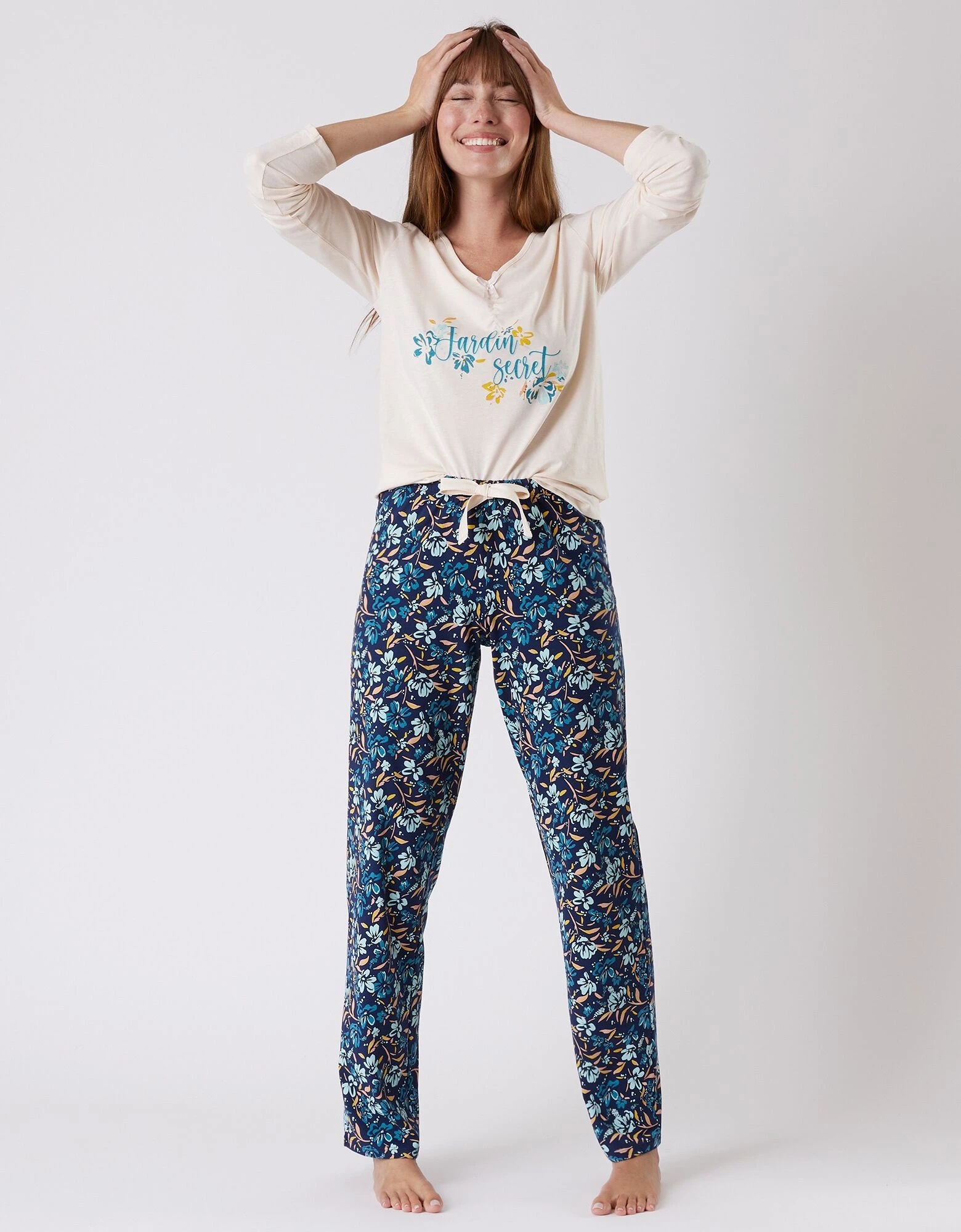 Tee-shirt pyjama manches longues imprimé placé "jardin secret" Blancheporte Tee-shirt Pyjama Manches Longues Imprimé Placé "jardin Secret" -Blancheport en ligne