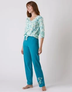 Blancheporte Pantalon Pyjama Coton Imprimé "jardin Secret" -Blancheport en ligne 703076 C01 zoomx vue3