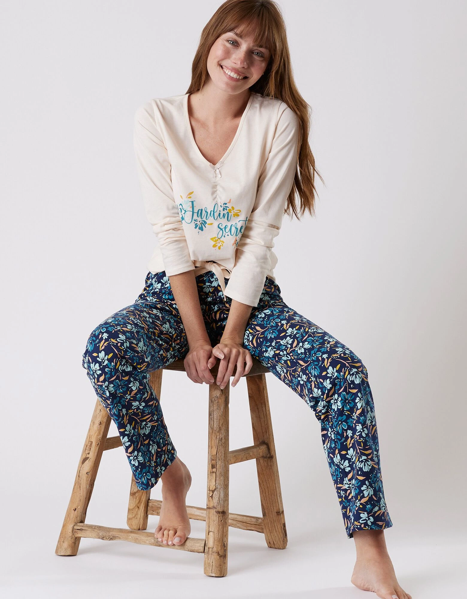 Pantalon pyjama coton imprimé floral Blancheporte Pantalon Pyjama Coton Imprimé Floral -Blancheport en ligne