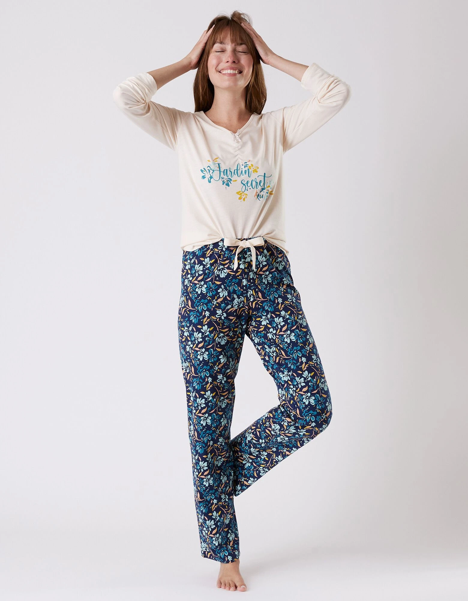 Pantalon pyjama coton imprimé floral Blancheporte Pantalon Pyjama Coton Imprimé Floral -Blancheport en ligne