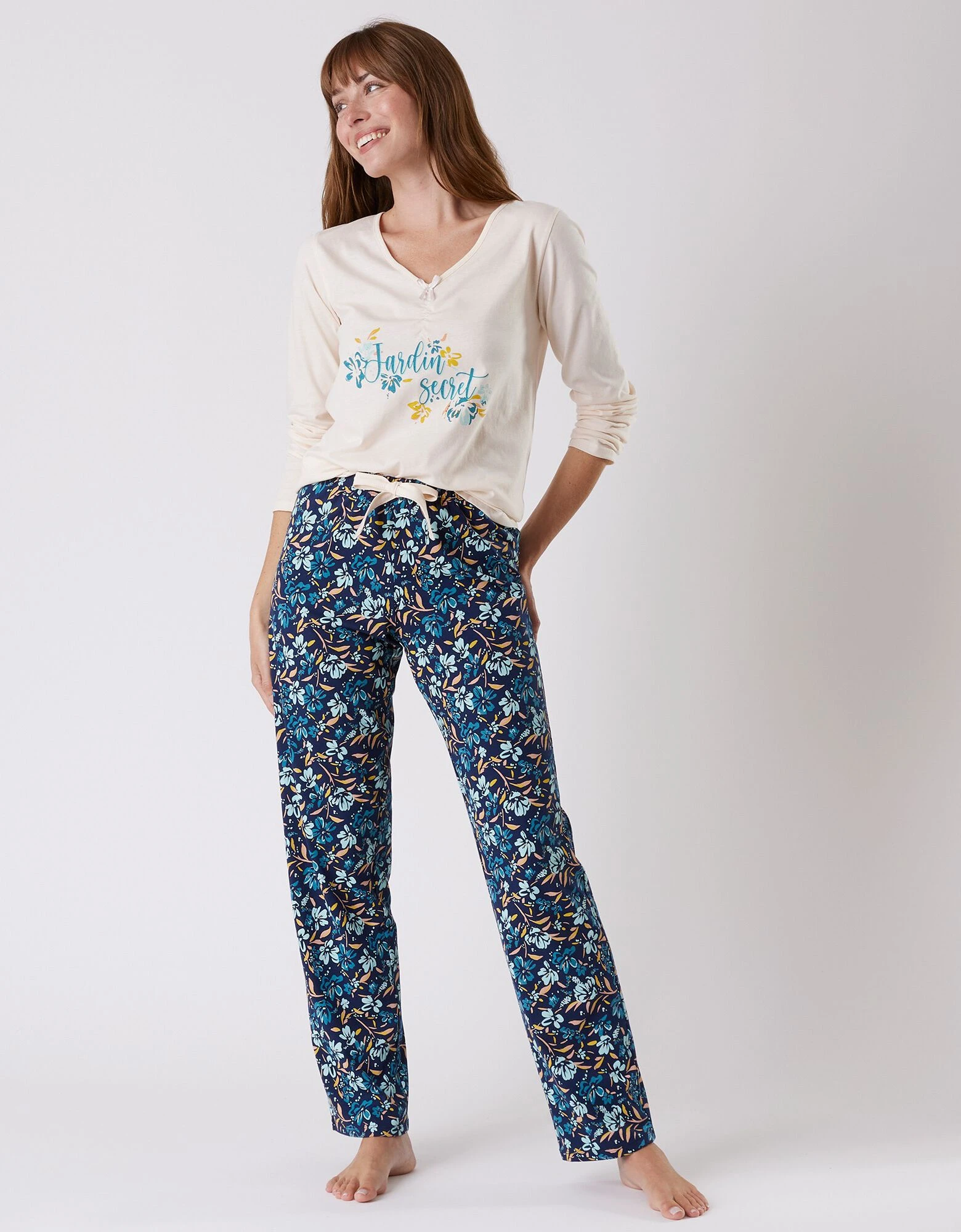 Pantalon pyjama coton imprimé floral Blancheporte Pantalon Pyjama Coton Imprimé Floral -Blancheport en ligne