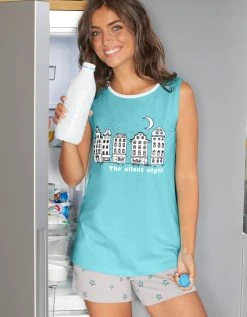 Blancheporte Pyjama Short Fantaisie Ville étoilée 4 Blancheporte Pyjama Short Fantaisie Ville étoilée -Blancheport en ligne 703082 C03 zoomx vue5