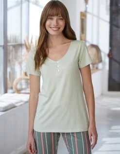 Blancheporte Tee Shirt Pyjama Manches Courtes Boutonné