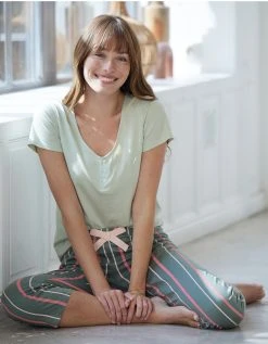 Blancheporte Tee Shirt Pyjama Manches Courtes Boutonné -Blancheport en ligne 703107 C01 zoomx vue3