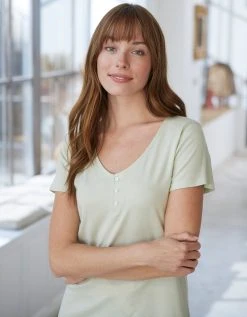 Blancheporte Tee Shirt Pyjama Manches Courtes Boutonné -Blancheport en ligne 703107 C01 zoomx vue4