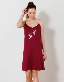 Blancheporte Nuisette Coton Fines Bretelles Motif «oiseaux» -Blancheport en ligne 703123 C01 zoomx vue5