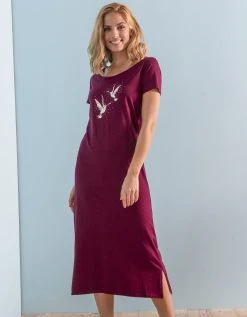 Blancheporte Chemise De Nuit Longue Imprimé «oiseaux» -Blancheport en ligne 703125 C01 zoomx vue4