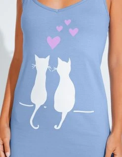 Blancheporte Nuisette Coton Fines Bretelles Motif « chats » -Blancheport en ligne 703134 C01 zoomx vue3