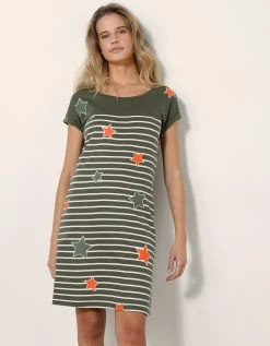 Blancheporte Chemise De Nuit Rayée Et étoiles, Fils Teints