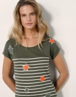 Blancheporte Chemise De Nuit Rayée Et étoiles, Fils Teints 2 Blancheporte Chemise De Nuit Rayée Et étoiles, Fils Teints -Blancheport en ligne 703141 C00 zoomx vue3