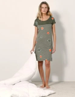 Blancheporte Chemise De Nuit Rayée Et étoiles, Fils Teints 3 Blancheporte Chemise De Nuit Rayée Et étoiles, Fils Teints -Blancheport en ligne 703141 C00 zoomx vue4