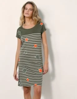 Blancheporte Chemise De Nuit Rayée Et étoiles, Fils Teints 4 Blancheporte Chemise De Nuit Rayée Et étoiles, Fils Teints -Blancheport en ligne 703141 C00 zoomx vue5