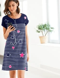 Blancheporte Chemise De Nuit Rayée Et étoiles, Fils Teints