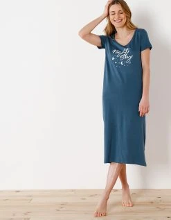 Blancheporte Chemise De Nuit Version Longue – Imprimé Night Sky -Blancheport en ligne 703143 C01 zoomx vue4