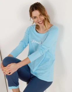 Blancheporte Tee-shirt Manches Longues – Turquoise -Blancheport en ligne 703147 C01 zoomx vue5