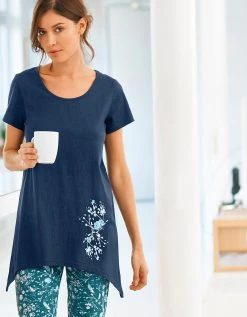 Blancheporte Tee-shirt Asymétrique Manches Courtes – Marine
