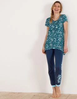 Blancheporte Tee-shirt Asymétrique Manches Courtes – Fleuri émeraude -Blancheport en ligne 703151 C01 zoomx vue4