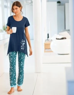 Blancheporte Pantalon De Pyjama – Fleuri émeraude
