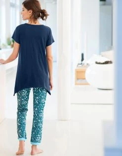 Blancheporte Pantalon De Pyjama – Fleuri émeraude -Blancheport en ligne 703155 C01 zoomx vue3