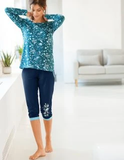 Blancheporte Pantacourt De Pyjama – Uni Marine -Blancheport en ligne 703156 C01 zoomx vue4