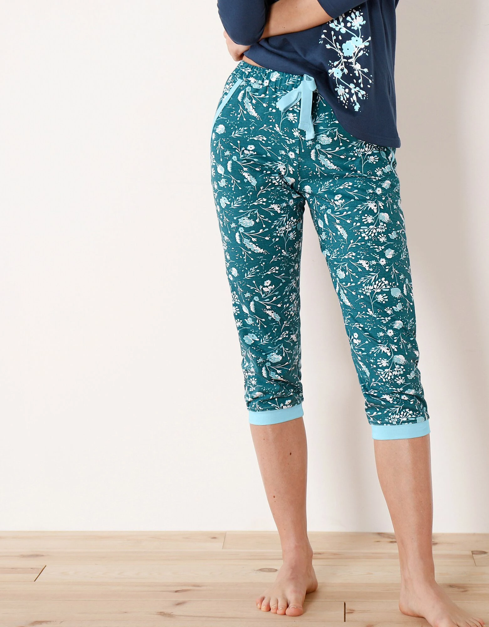 Pantacourt de pyjama – fleuri émeraude Blancheporte Pantacourt De Pyjama – Fleuri émeraude -Blancheport en ligne