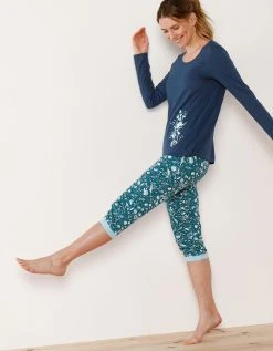 Blancheporte Pantacourt De Pyjama – Fleuri émeraude 3 Blancheporte Pantacourt De Pyjama – Fleuri émeraude -Blancheport en ligne 703157 C01 zoomx vue4