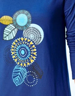 Blancheporte Chemise De Nuit Courte Manches Longues Motif « Rosace » -Blancheport en ligne 703209 C01 zoomx vue5