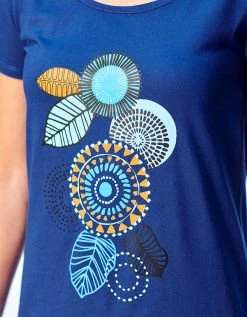 Blancheporte Chemise De Nuit Longue Manches Courtes Motif «rosaces » -Blancheport en ligne 703211 C01 zoomx vue5