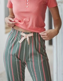 Blancheporte Pantalon Pyjama Imprimé Rayures 3 Blancheporte Pantalon Pyjama Imprimé Rayures -Blancheport en ligne 703214 C01 zoomx vue4