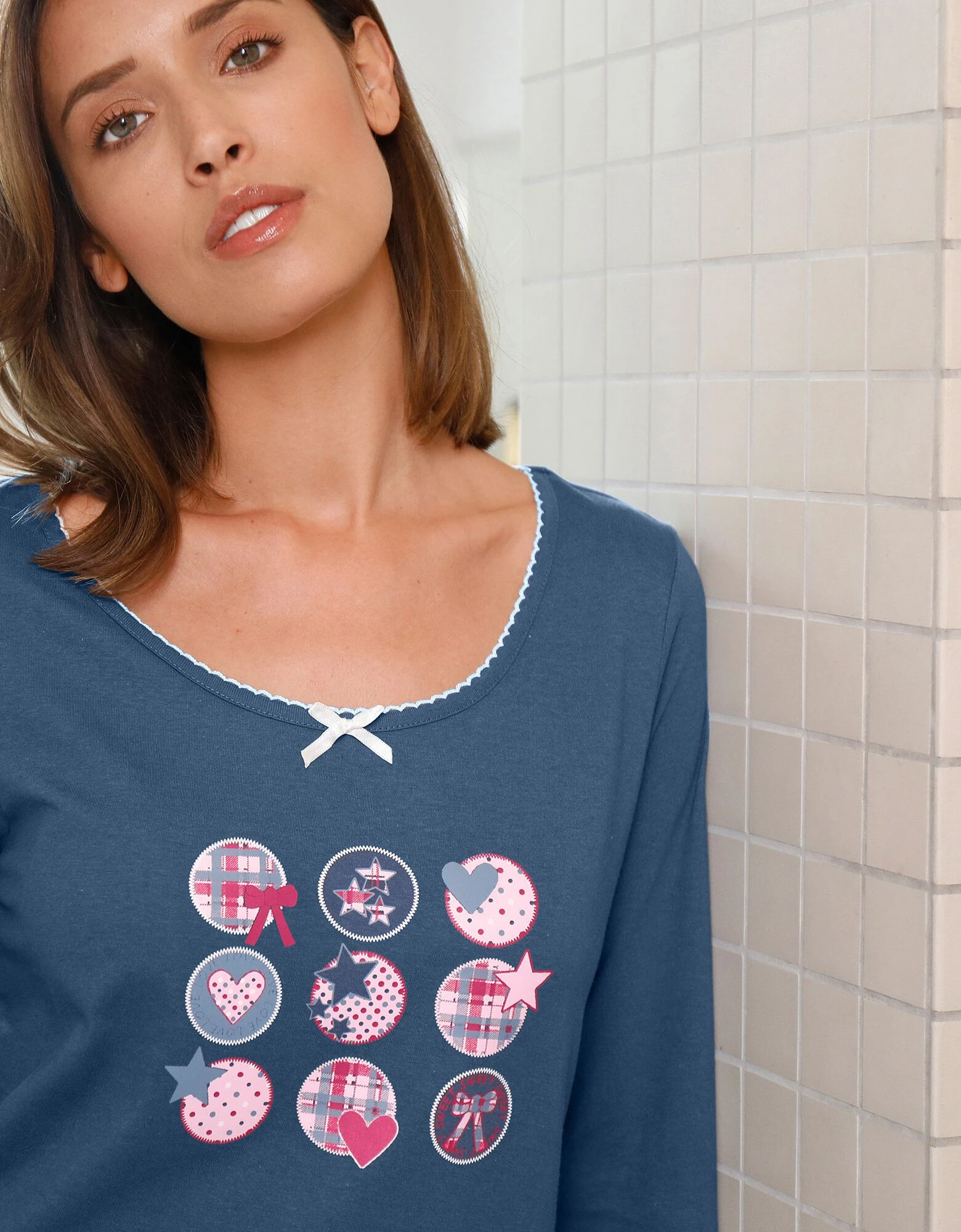 Chemise de nuit longue - imprimé fantaisie Blancheporte Chemise De Nuit Longue - Imprimé Fantaisie -Blancheport en ligne