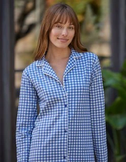 Blancheporte Chemise De Nuit Boutonnée Imprimé Petits Carreaux -Blancheport en ligne 703239 C01 zoomx vue4