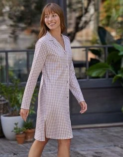 Blancheporte Chemise De Nuit Boutonnée Imprimé Petits Carreaux