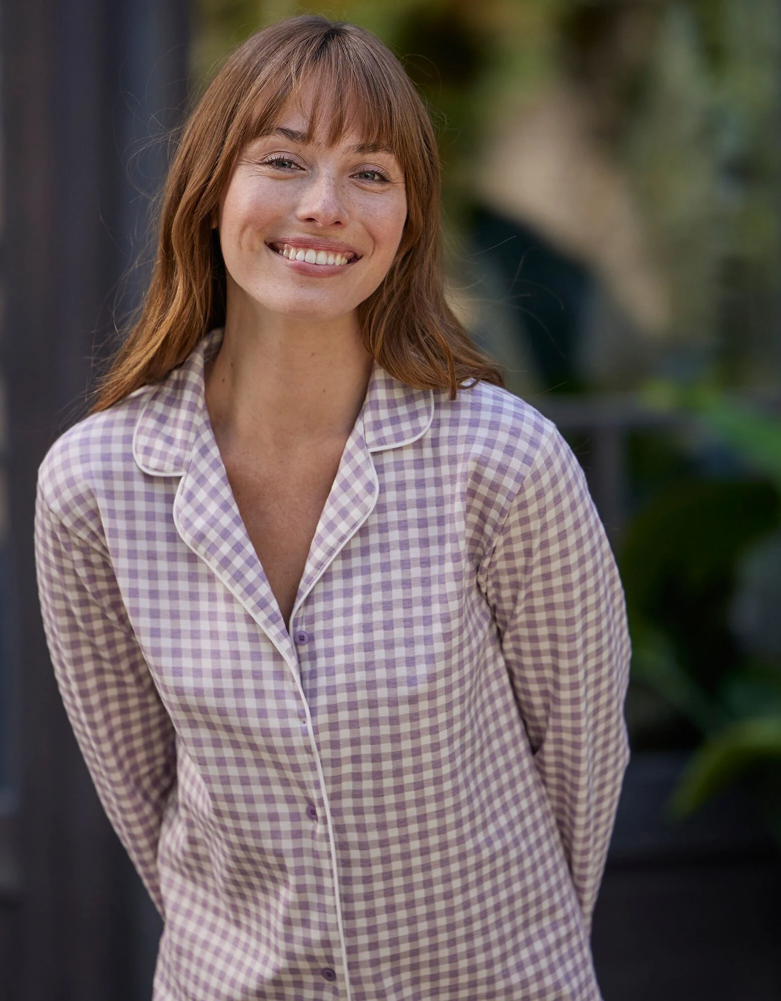 Chemise de nuit boutonnée imprimé petits carreaux Blancheporte Chemise De Nuit Boutonnée Imprimé Petits Carreaux -Blancheport en ligne