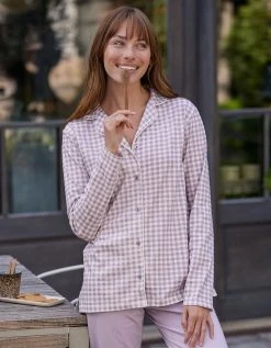 Blancheporte Pyjama Imprimé Carreaux - Col Tailleur -Blancheport en ligne 703240 C02 zoomx vue4