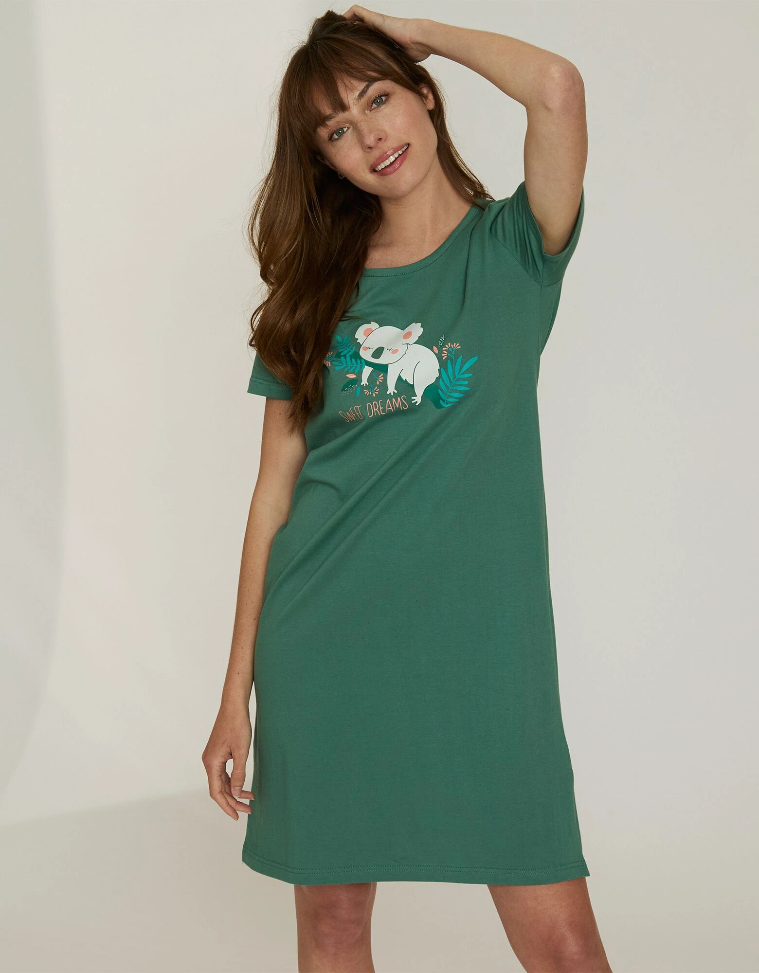 Chemise de nuit courte à manches courtes, imprimé koala Blancheporte Chemise De Nuit Courte À Manches Courtes, Imprimé Koala -Blancheport en ligne