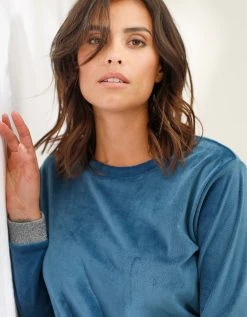 Blancheporte Pyjama Pantalon Velours Stretch Détails Scintillants -Blancheport en ligne 703468 C01 zoomx vue4