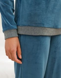 Blancheporte Pyjama Pantalon Velours Stretch Détails Scintillants -Blancheport en ligne 703468 C01 zoomx vue7