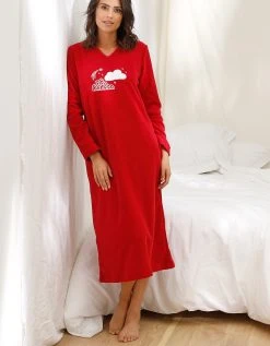 Blancheporte Chemise De Nuit Longue Nuages En Micro-polaire